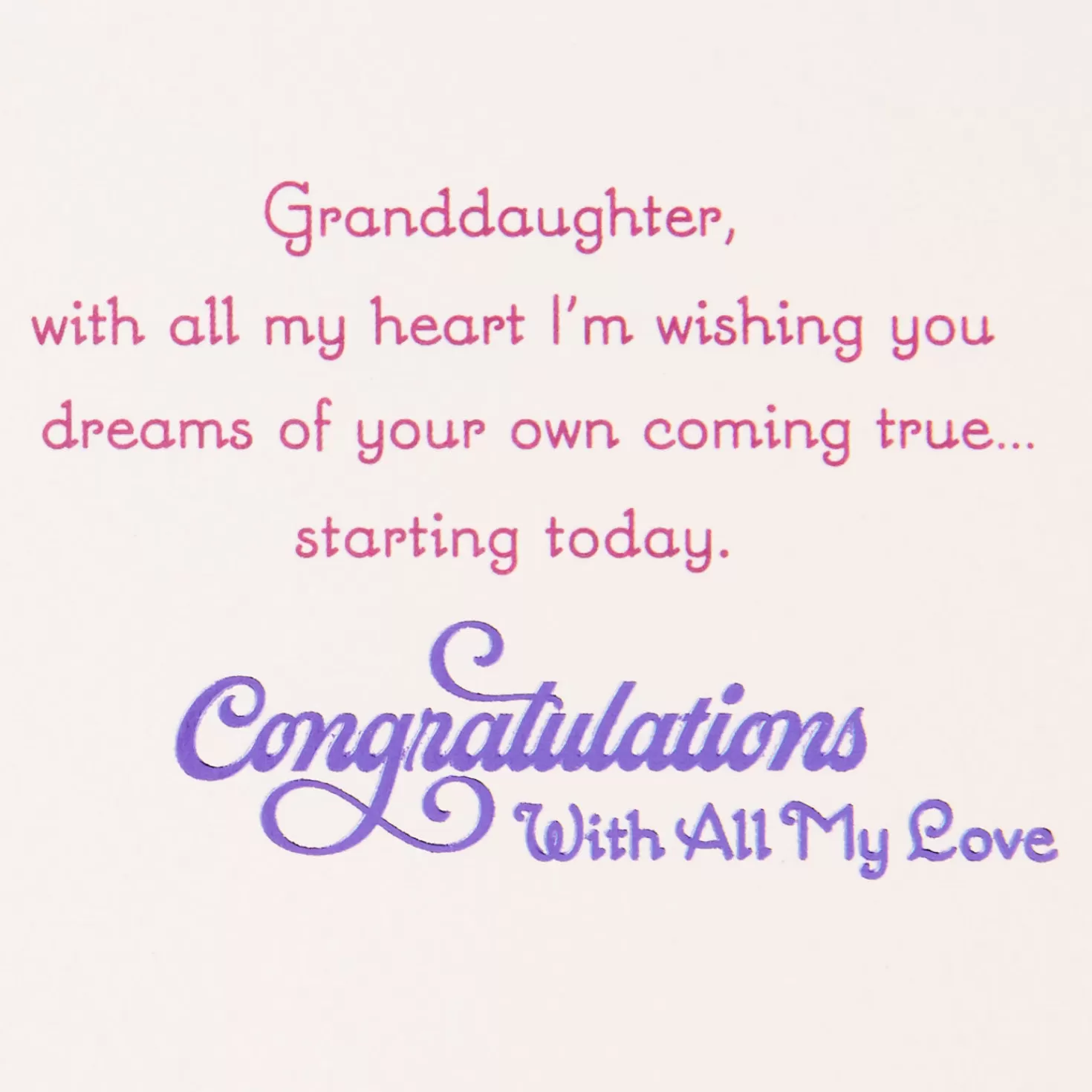 Cheap Wishing You Dreams Come True Wedding Card For Granddaughter Wedding