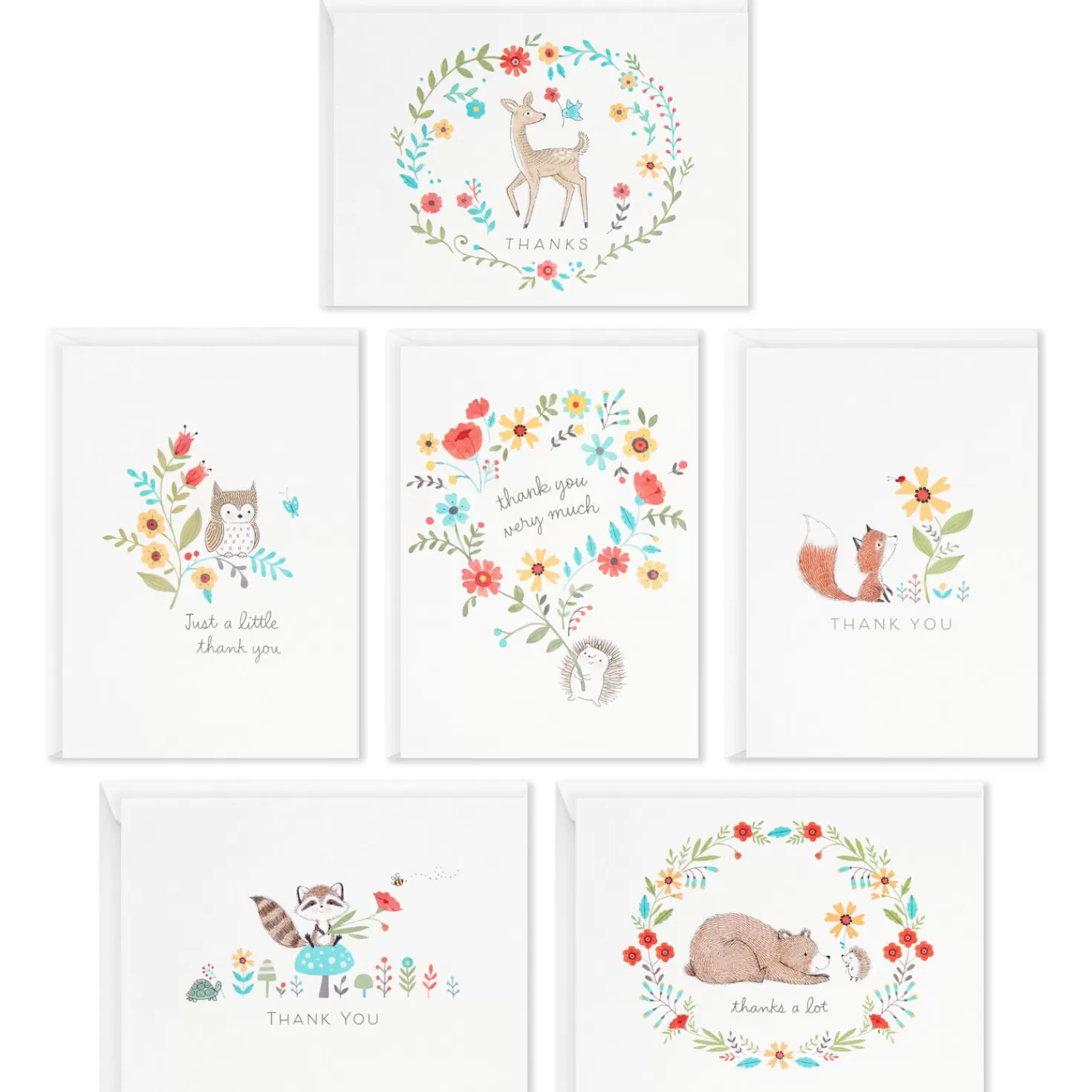 Outlet Woodland Animals Assorted Blank Thank-You Notes, Box Of 48 Thank You