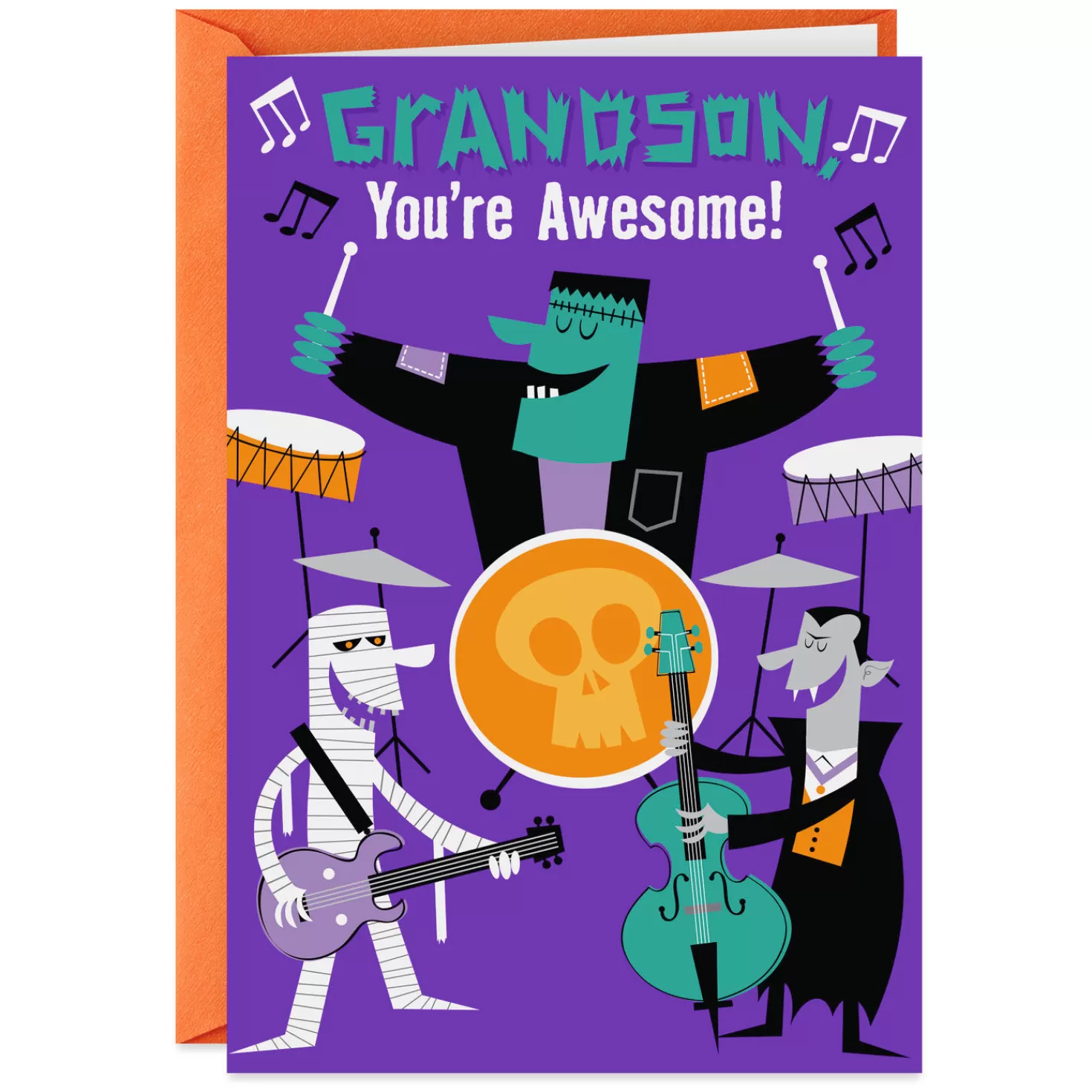 Halloween (10/31)>Hallmark You Rock Monster Band Halloween Card For Grandson